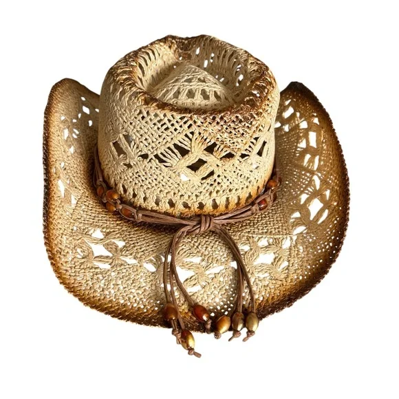 Stylish Tan Woven Cowboy Hat - Picture 2 of 4